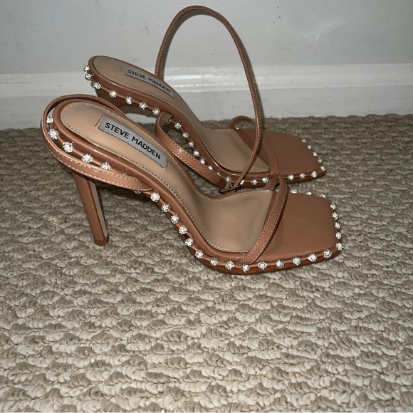 STEVE MADDEN Zaylee Embellished Square Toe Evening Sandals SIZE:7.5 - Picture 10 of 13